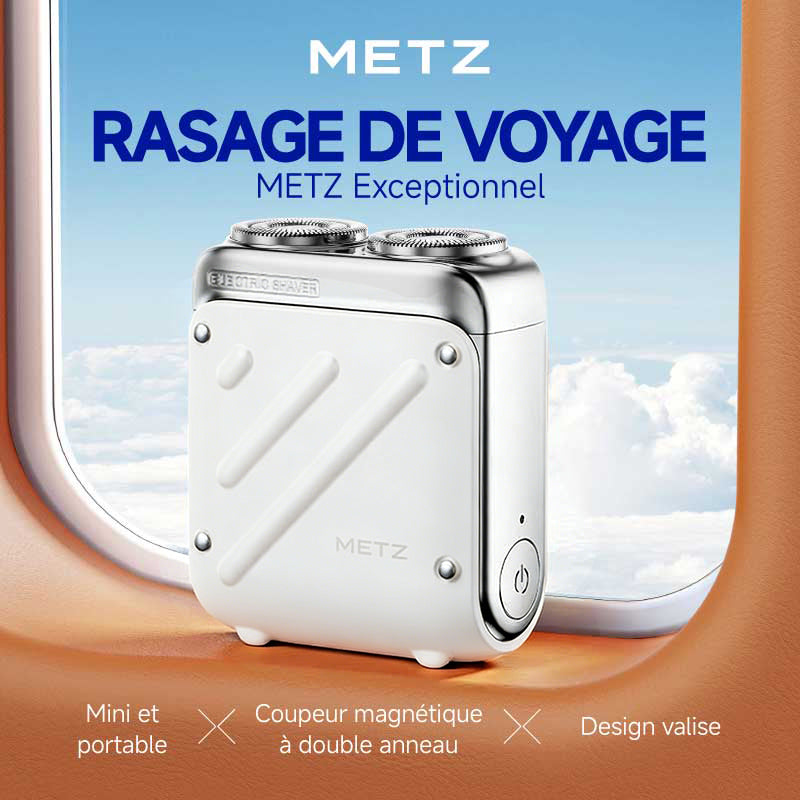 Rasoir électrique Metz Traveler pour homme, mini et portable, totalement étanche, cadeau parfait de la Qixi-Saint-Valentin pour petit ami, mari et père