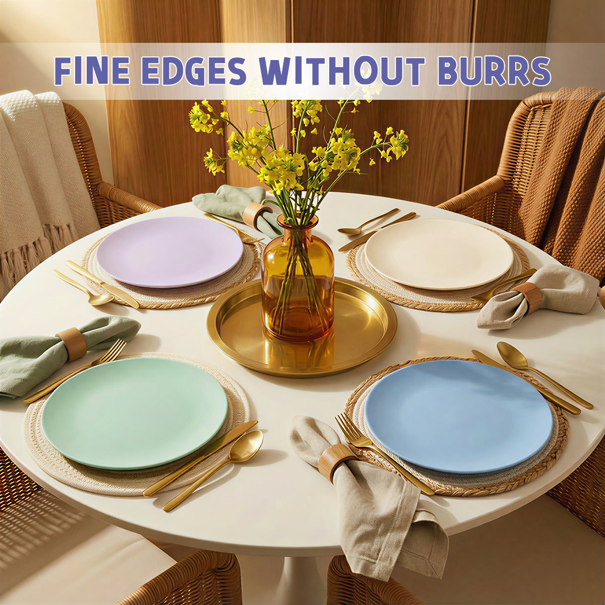 Assiettes plates en plastique, 10 pouces, lot de 4, compactes et portables pour la maison
