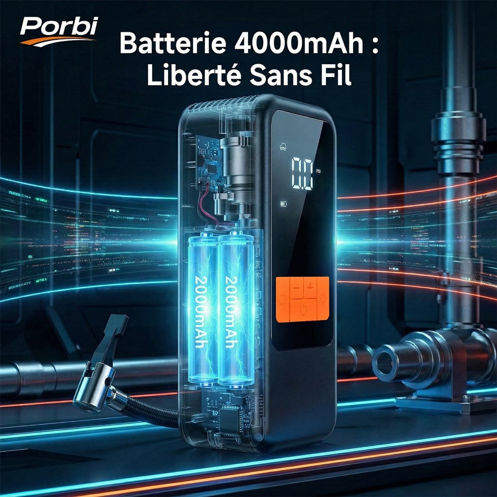Pompe à air portable Porbi Q16, Noir