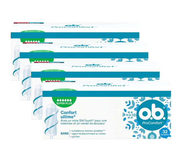 O.b. Pro Comfort Super Plus Tampons Lot de 4 de 32 Tampons, 128 Tampons