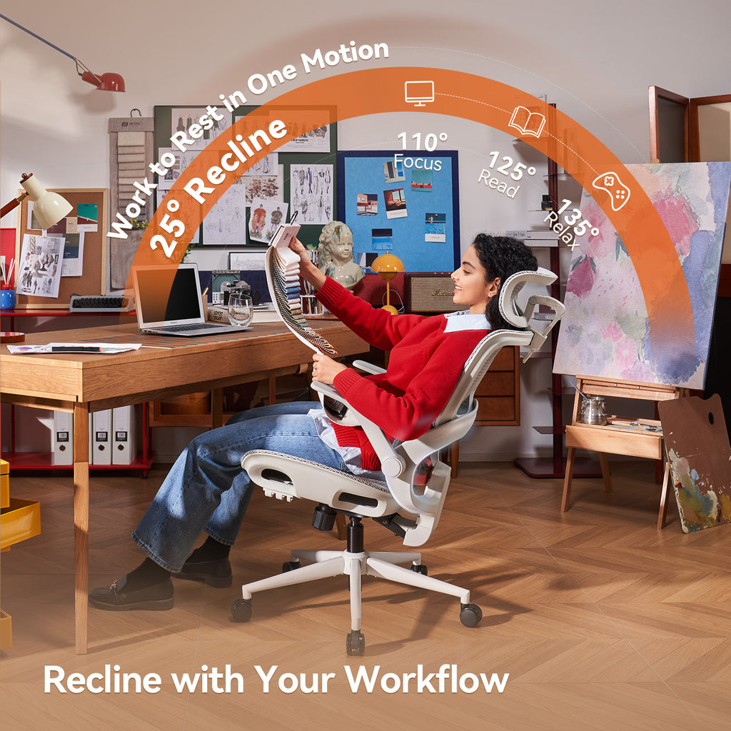 SIHOO B100JT Chaise de Bureau avec Repose-Pieds, Chaise de Bureau Ergonomique Confortable, Chaise Informatique à Dossier Haut avec Soutien Lombaire Adaptatif et Large Appui-Tête