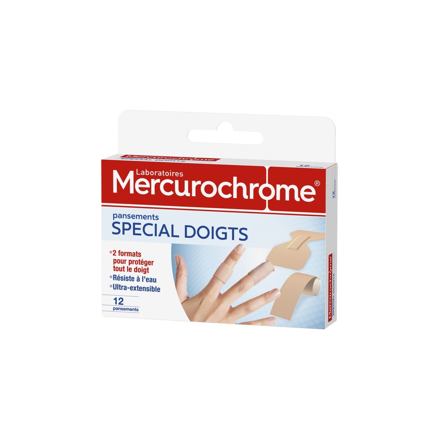 MERCUROCHROME Pansements spécial doigts 2 tailles 12 pansements