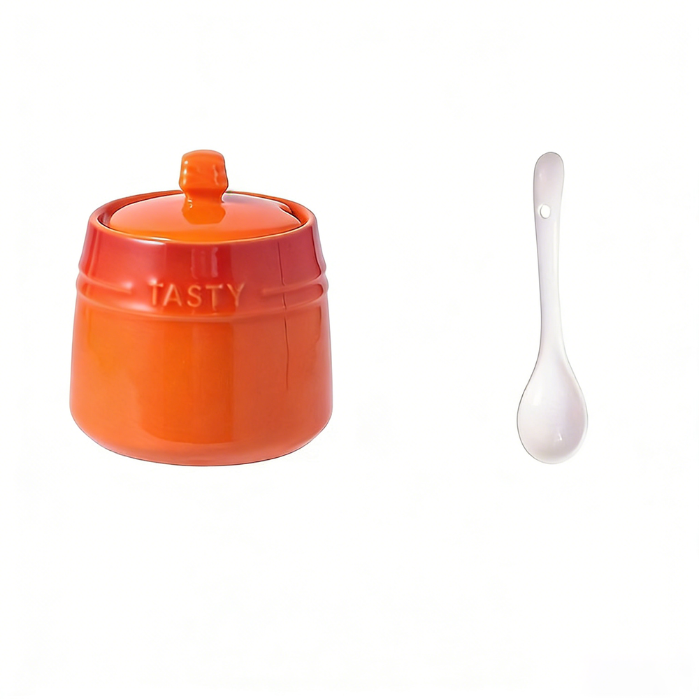 YumiPLUS Boîte en céramique avec couvercle et cuillère - lot de 1