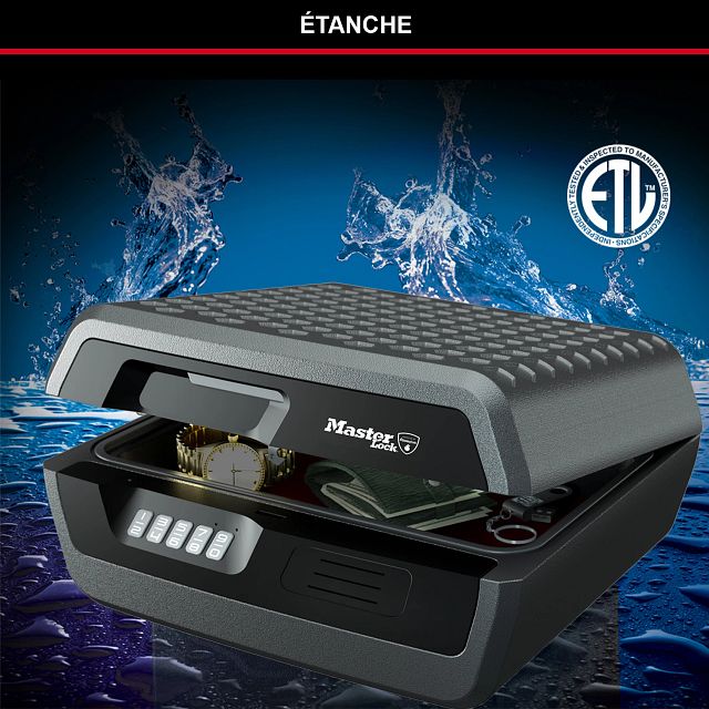 Master Lock Certified Fire and Waterproof Safe Box with Digital Combination, 10L, 419 x 193 x 375 mm, Portable, for home and professionals