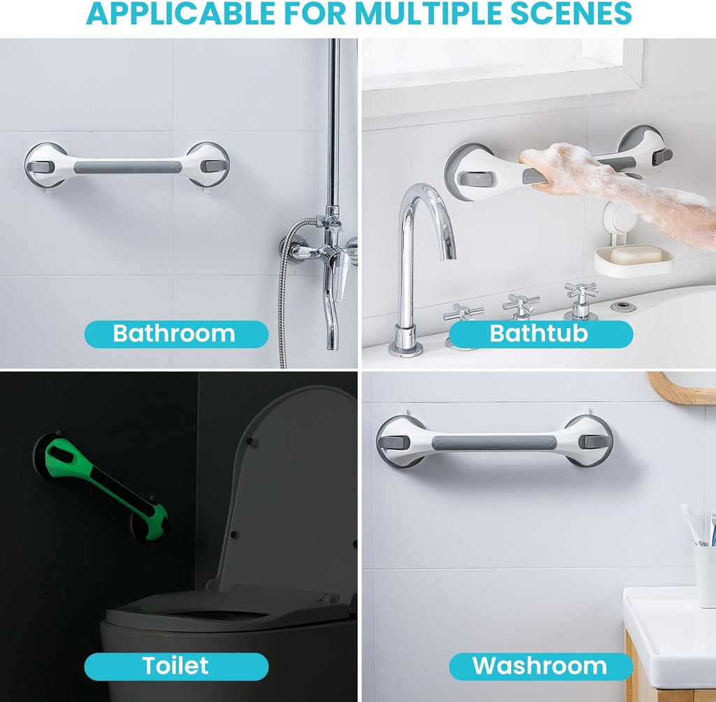 TAILI Barre d'appui de douche phosphorescente, lot de 2 barres d'appui de 16,8 pouces pour baignoires et douches, poignées de douche mains courantes pour seniors et personnes âgées