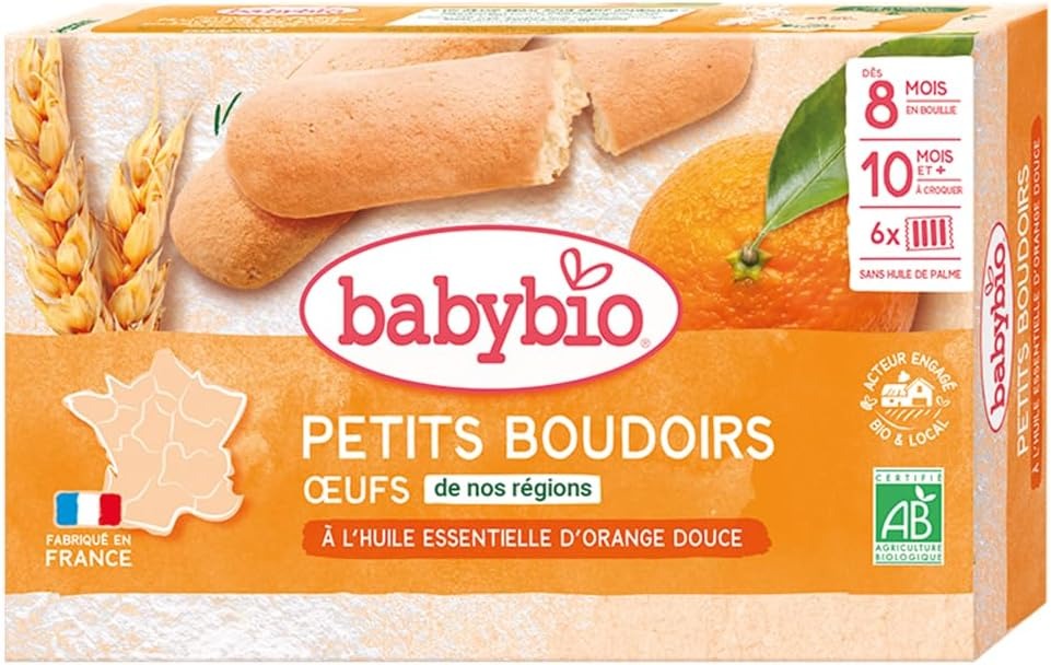 BABYBIO Biscuits Bébé Bio Saveur Orange Boudoir Dès 8 Mois 120 g