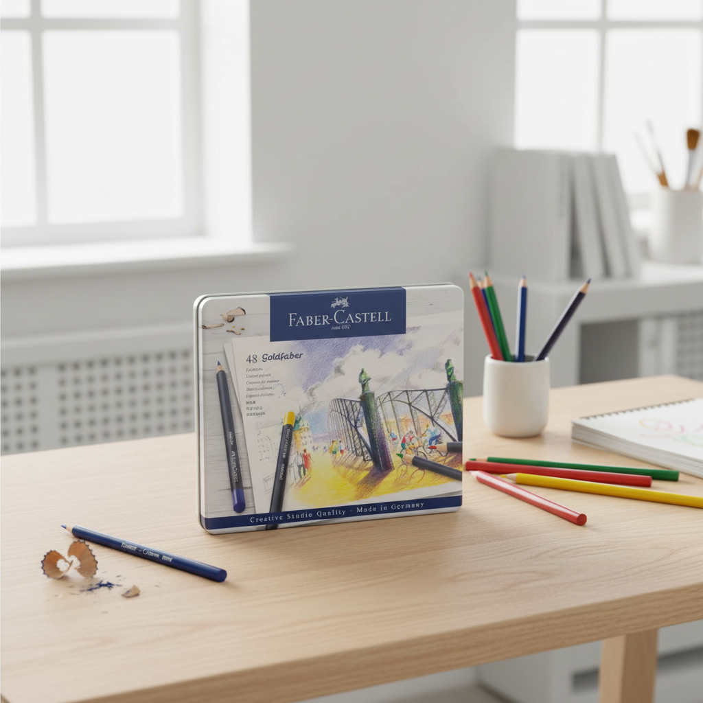 Faber-Castell Boîte en métal de 48 crayons de couleur