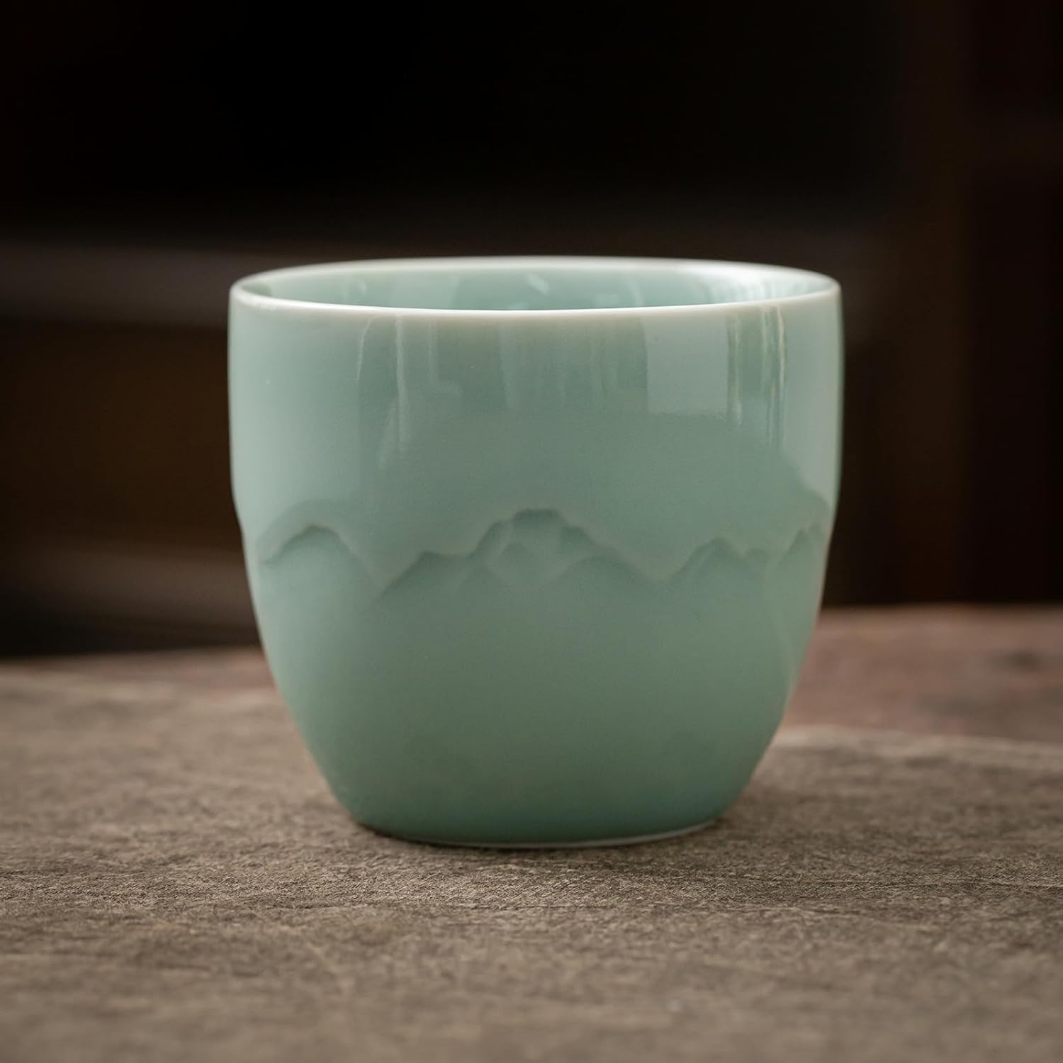 TEANAGOO Tasses à Thé Japonaises, 6.3 oz/180ml, Céladon Bleu, 4 Pièces/Boîte, Sans Anse, Céramique, Pour Thé Japonais et Asiatique, Soldes du Nouvel An, Idées Cadeaux Incontournables