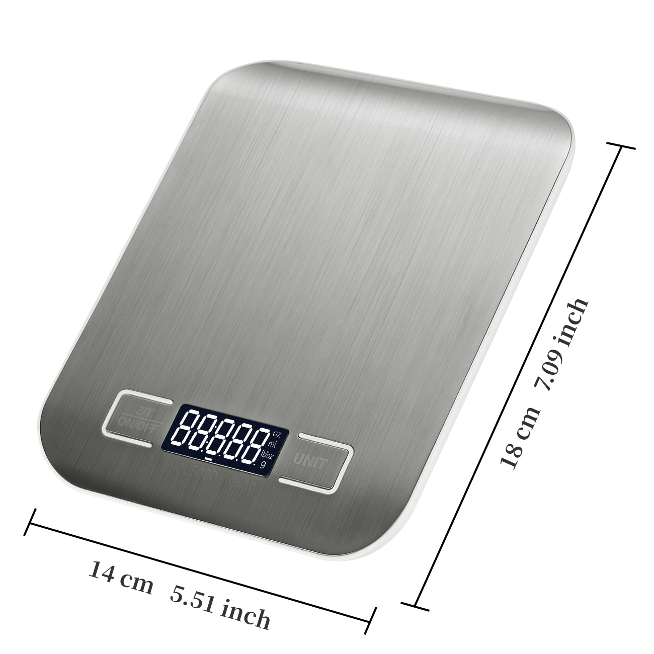 Balance de cuisine électronique Vivreal CFC-03White, capacité de 5 kg/précision de 1 g, commutation multi-unités, panneau anti-empreintes digitales en acier inoxydable, pour une utilisation en cuisine, blanc