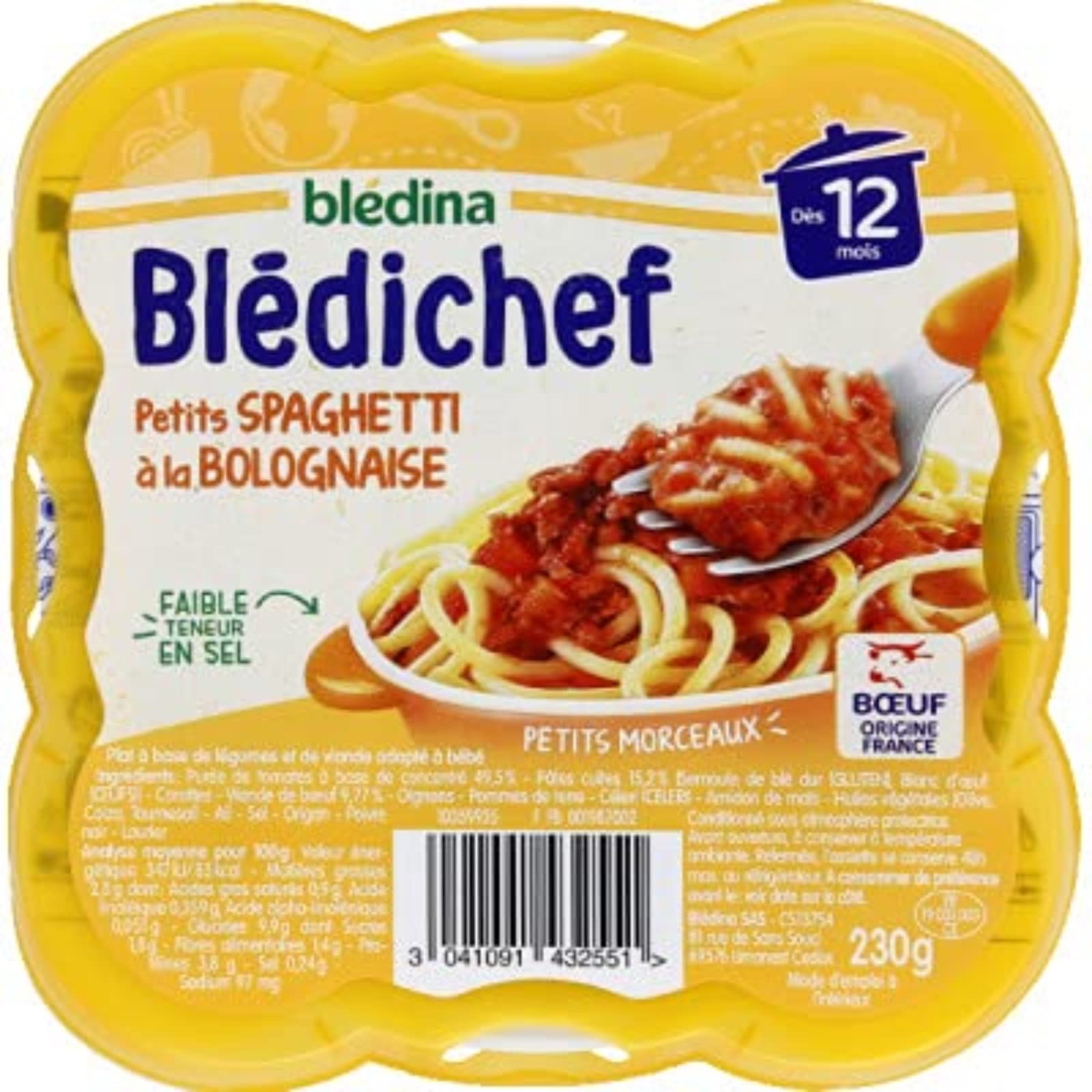 BLEDINA BLEDICHEF spaghetti à la bolognaise dès 12mois 230g