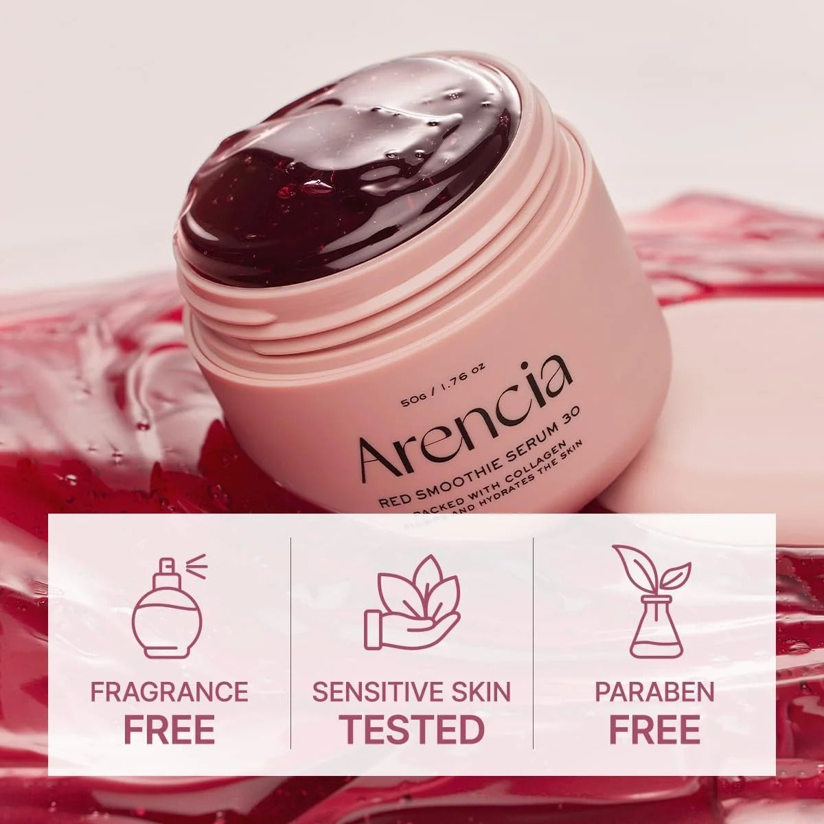 Arencia Masque Sérum Visage Nuit Smoothie Rouge - 50 g