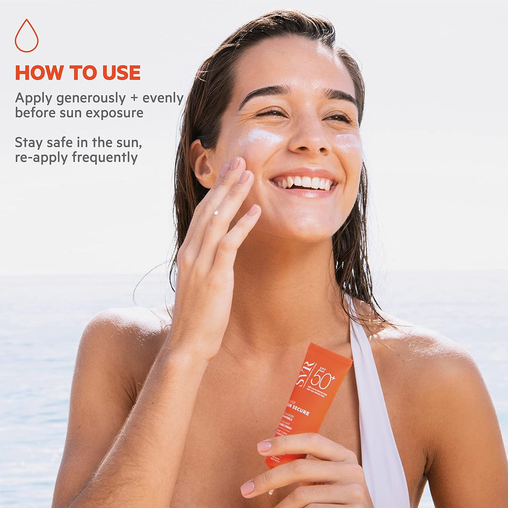 SVR Sun Secure Fluide solaire SPF 50+, haute protection UVA/UVB/IR/lumière visible, sans parfum, niacinamide et vitamine E, 50 ml