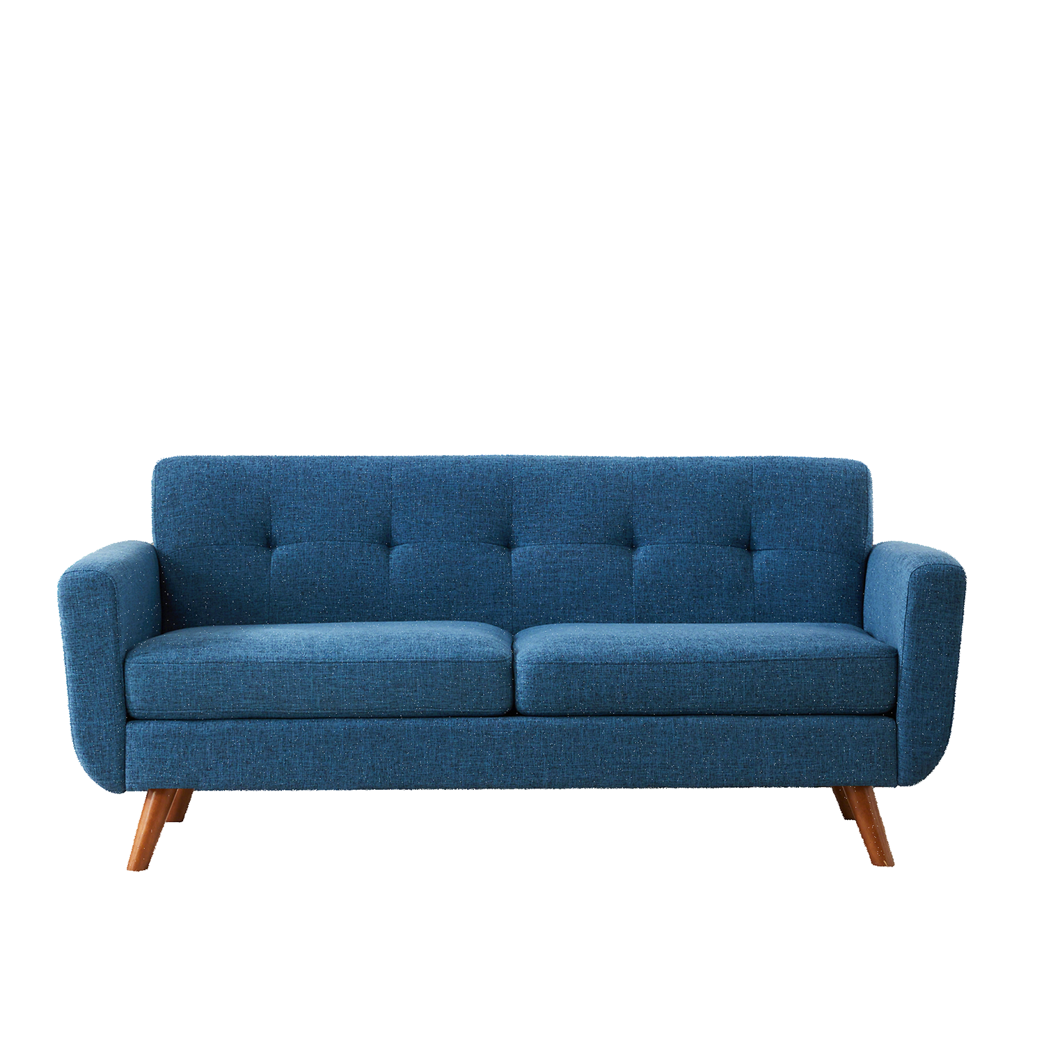 HONEYOU Canapé 165 cm, Canapés de coin pour décoration moderne du milieu du siècle pour salon, petit canapé capitonné à boutons pour chambre, meuble de coin solide et facile à installer, bleu
