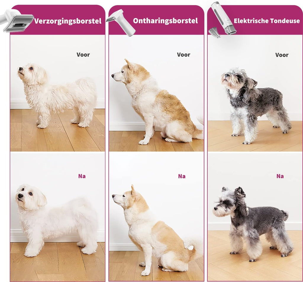 PETKIT Kit de toilettage 5-en-1 avec aspirateur de poils, Moteur silencieux, Collecte de poussière intégrée, Séchage à air froid/chaud, Accessoires multiples, Pour chiens et chats