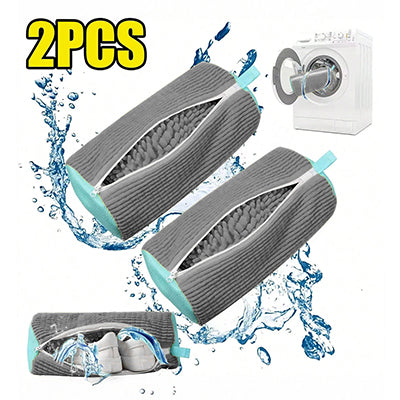 Vilscijon Lot de 2 sacs de lavage pour chaussures gris pour lave-linge - sacs de protection antidéformation, sans effort