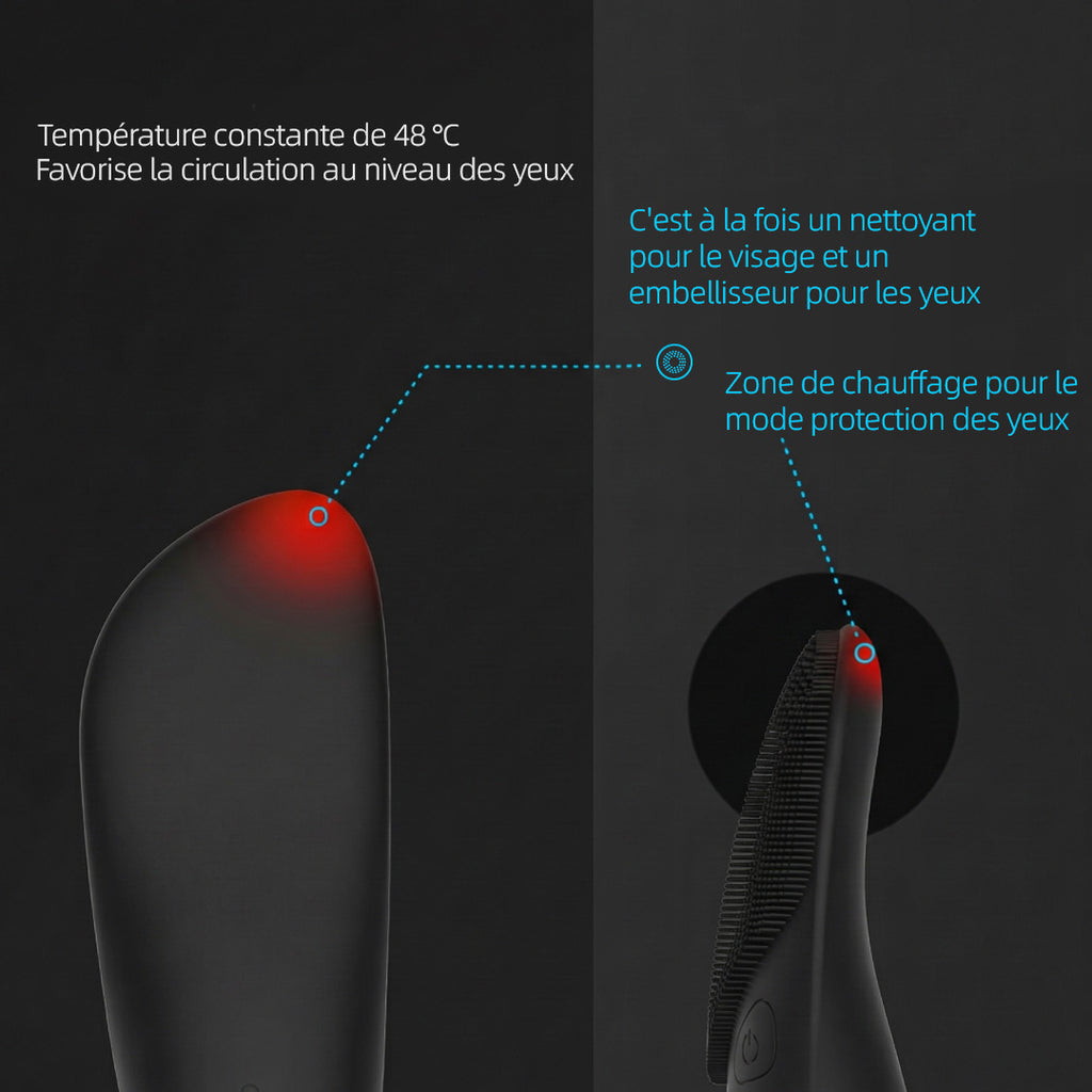 Sunluxy JMY-05 Brosse nettoyante pour le visage, grand écran affichant la puissance et le mode, nettoyage, massage et compresse chaude trois-en-un, soin des yeux à température constante, appareil de beauté à domicile, noir
