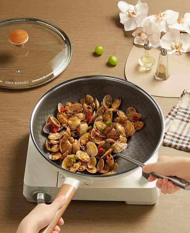 Lingbai Poêle à frire en céramique alvéolée 26 cm