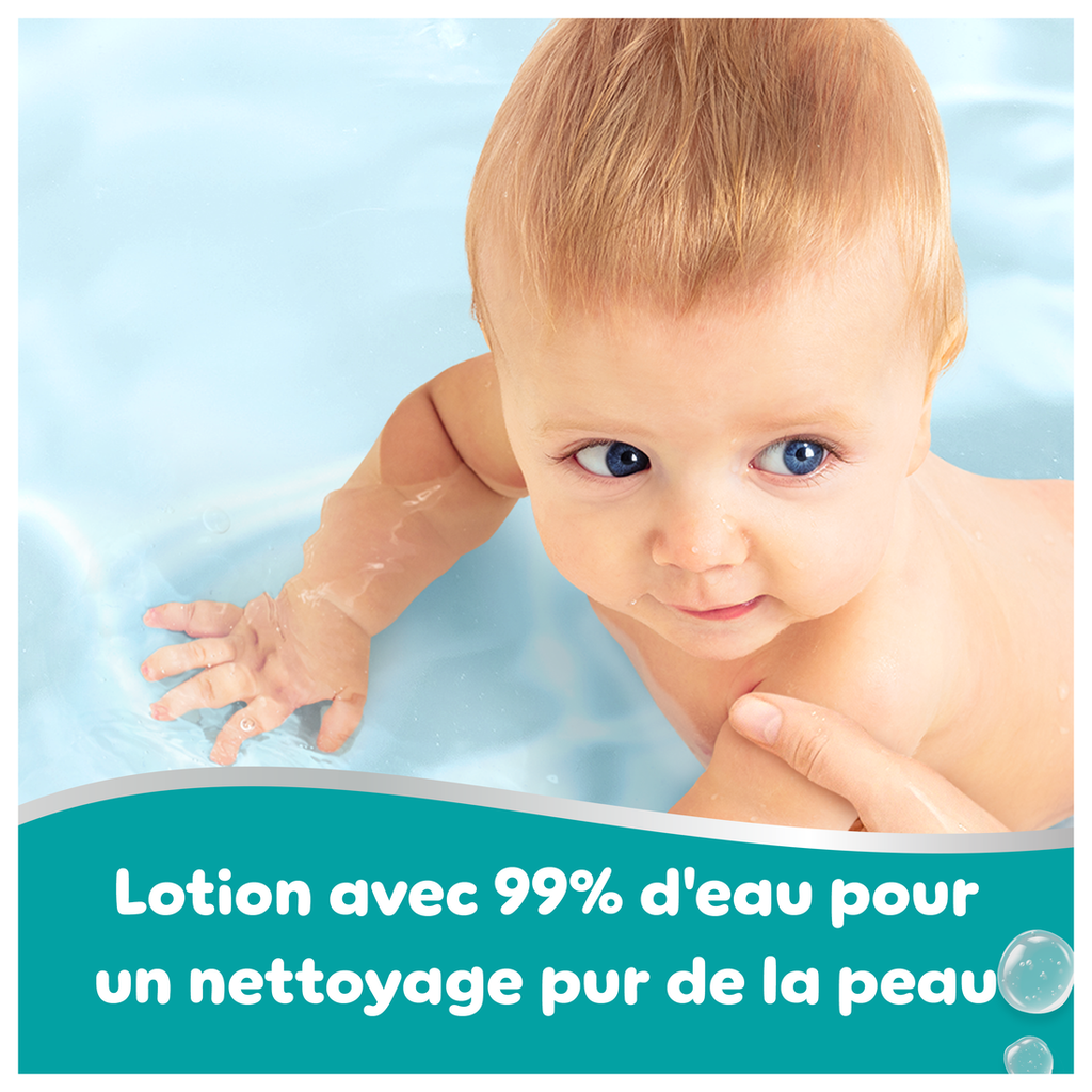 Pampers 99% D'Eau Lingettes Pour Bébé, 3 Paquets De 60 Lingettes = 180 Lingettes, Lotion Douce Avec 99% D’Eau