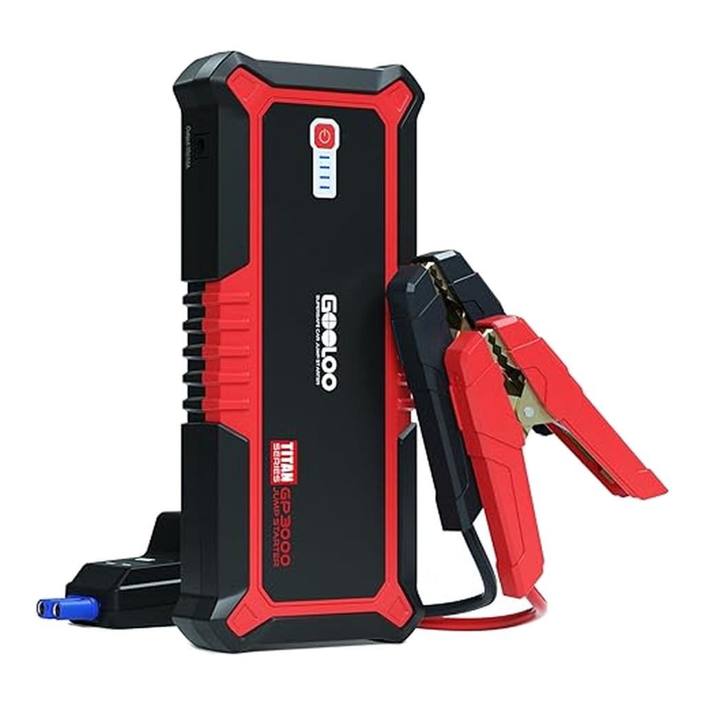 Démarreur de voiture GOOLOO, boosteur de batterie de voiture 3000A de pointe, boîte de démarrage 12V pour batterie de voiture jusqu'à 9L d'essence ou 7L de diesel, boosteur de batterie avec batterie externe / charge rapide / lumière LED