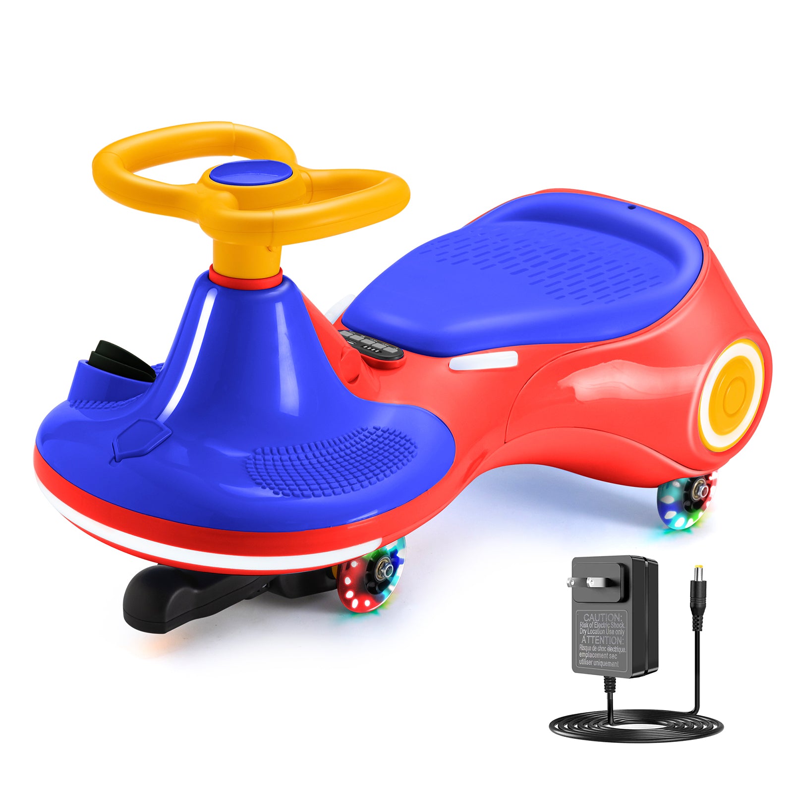 Neuleb Voiture oscillante électrique 12 V avec pédale, batterie rechargeable, trottinette oscillante 2-en-1, 3 vitesses max. 5 mi/h, anti-renversement