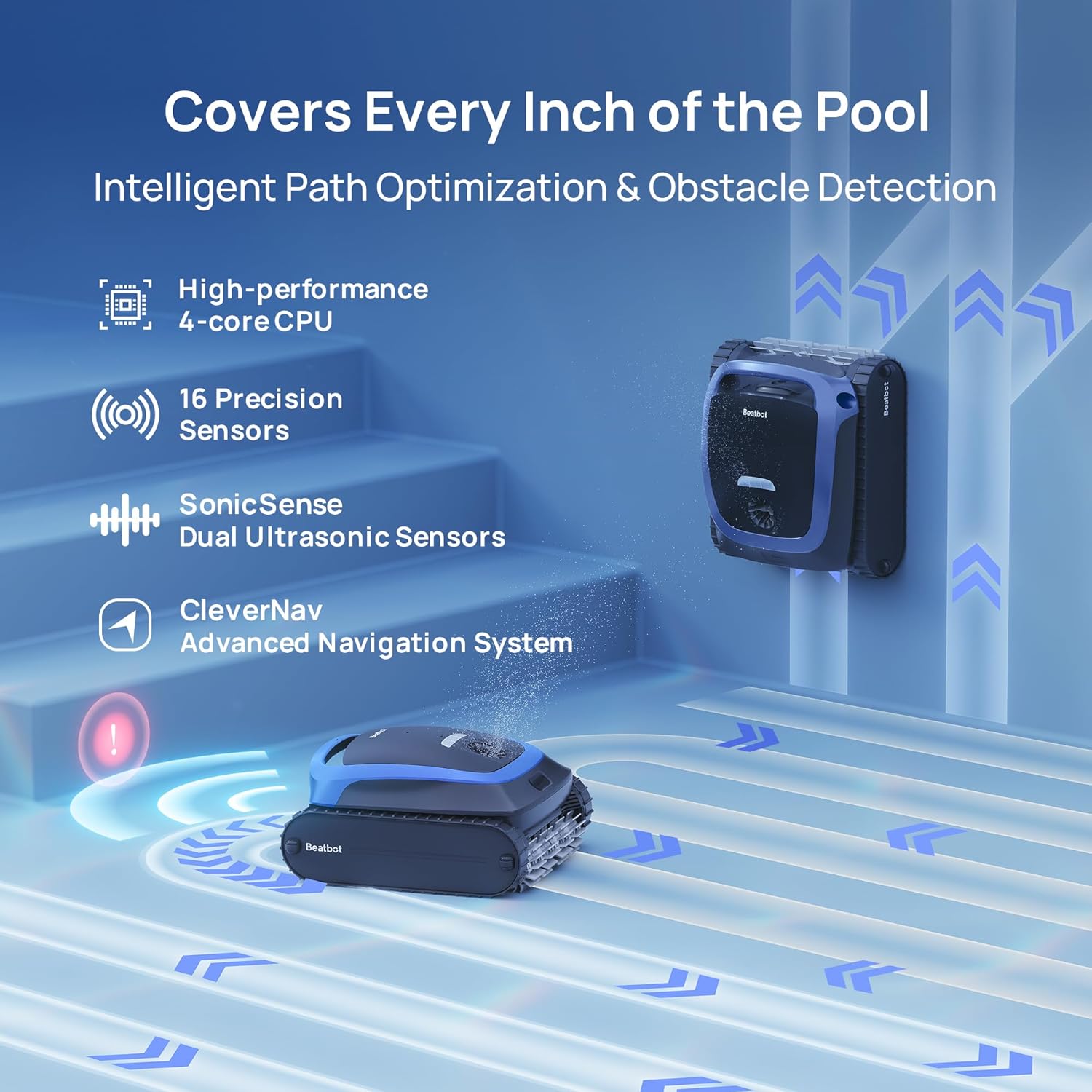 [Nettoyage de la ligne d'eau + Livraison gratuite le lendemain] Robot nettoyeur de piscine sans fil Beatbot AquaSense 2 | Avec housse de protection + Stationnement intelligent en surface | Doubles brosses pour le nettoyage de la ligne d'eau des paroi