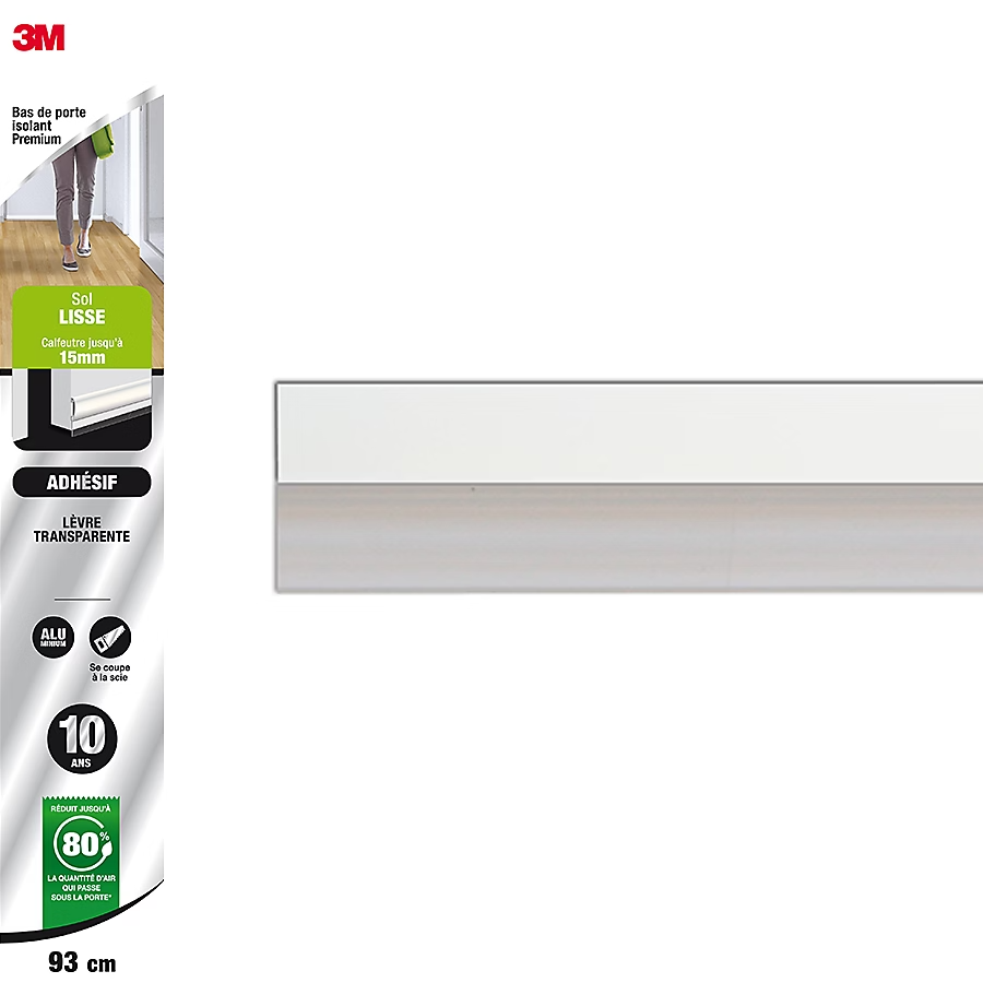 3M Bas de porte adhésif Premium blanc lisse 0,93 m