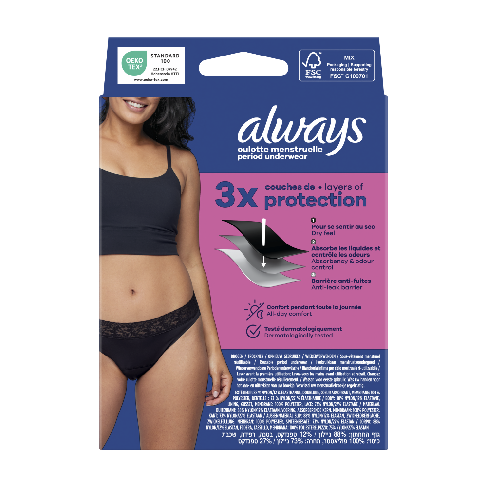 Always culotte menstruelle bikini taille S 38-40, 1 unité