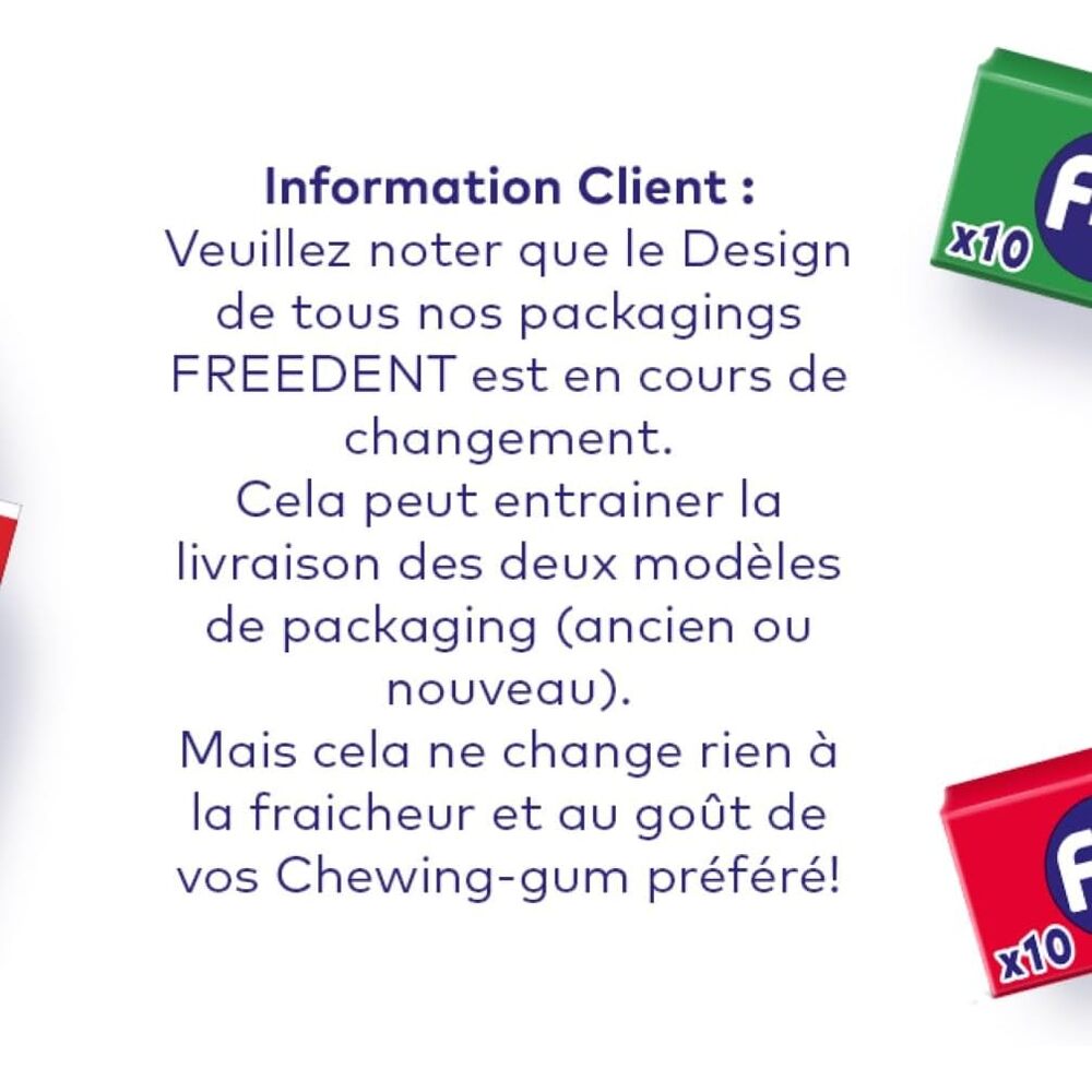 FREEDENT Chewing Gum à la fraise 5 paquets de 10 dragées - 70 g