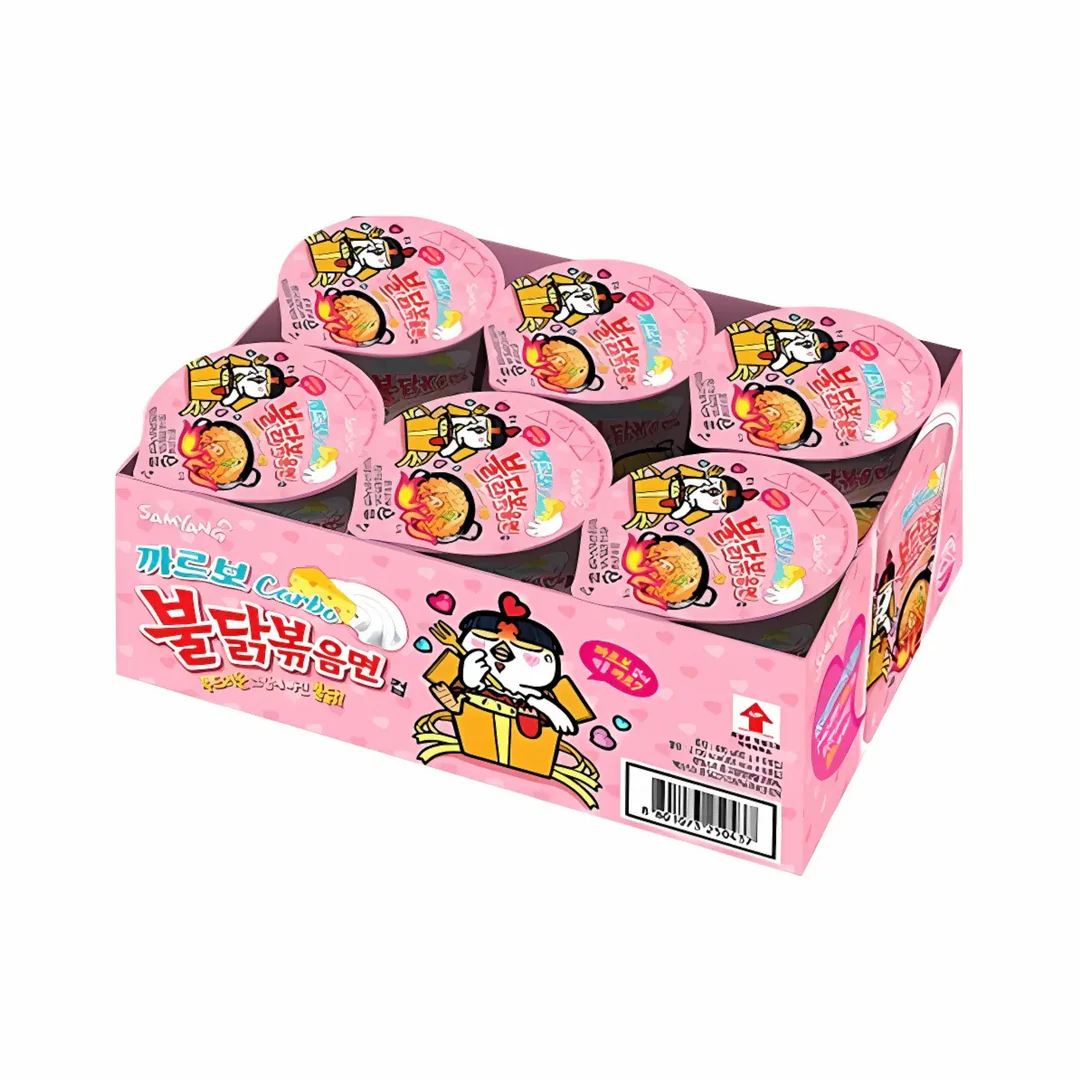 Samyang KR Ramen Buldak au poulet épicé carbonara, petit bol - 80 g x 6