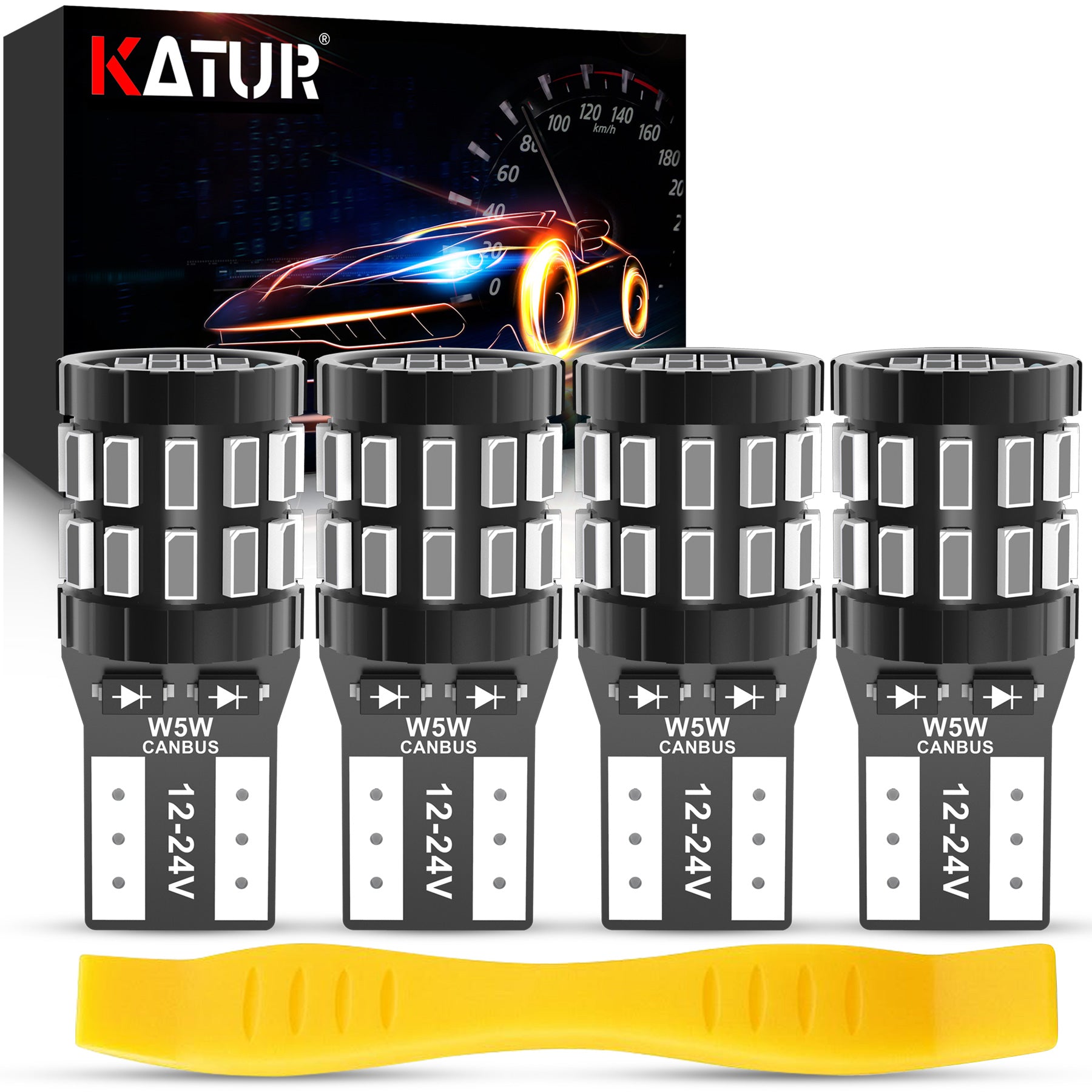 Katur 194 T10 W5W 501 168 Ampoule LED bleue super lumineuse 12-24 V CANbus sans erreur, Remplacement d'ampoule LED pour plafonnier, liseuse, éclairage de porte