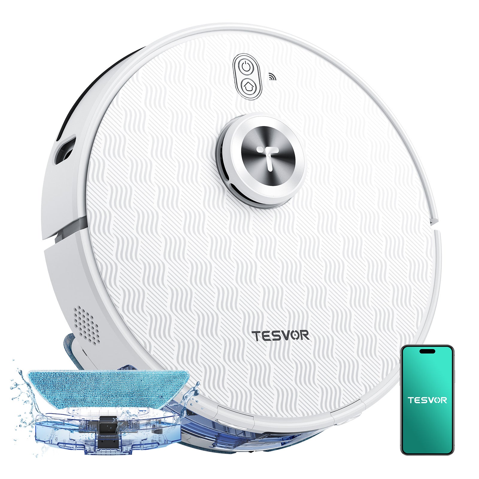 Aspirateur robot Tesvor S8Pro avec fonction de nettoyage - Robot aspirateur 8000 Pa 3-en-1 aspirateur robot + navigation LiDAR + 240 min d'autonomie, contrôle par application/Alexa