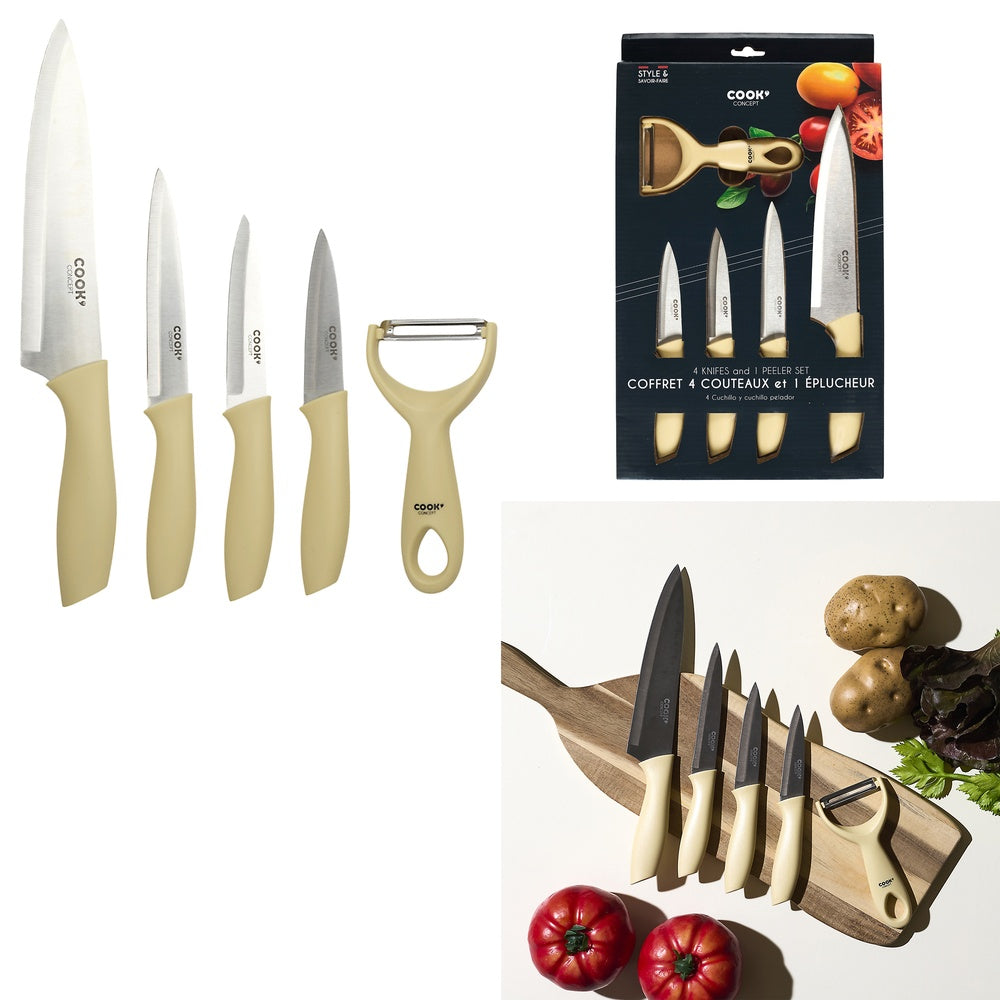 COOK CONCEPT Lot de 4 couteaux et un économe à manche en fibre BLE M6
