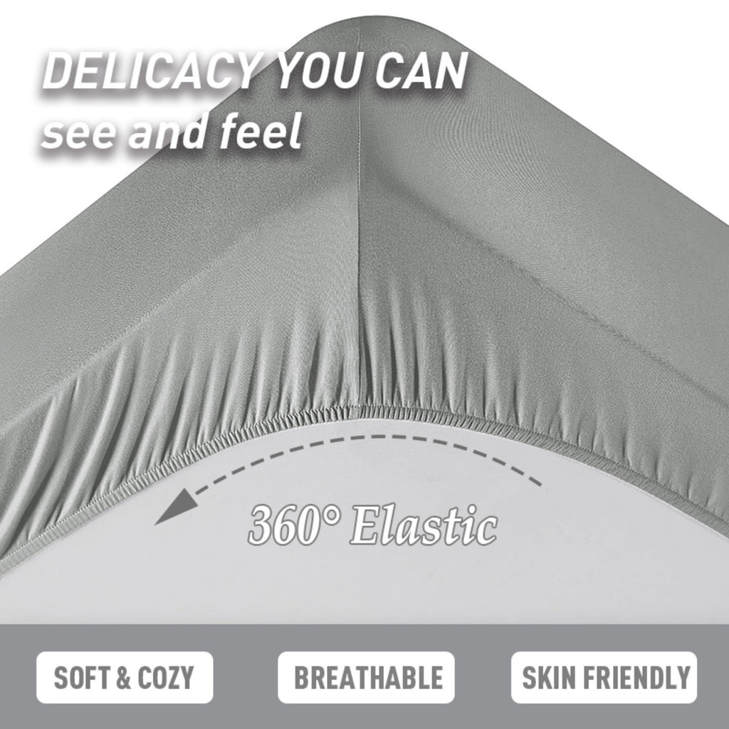 LeBonsoir Drap-housse 135 x 190 cm, Bonnet profond 30 cm / 12 pouces - Microfibre douce, Élastique anti-déchaussement, 1 drap-housse uniquement - Gris clair