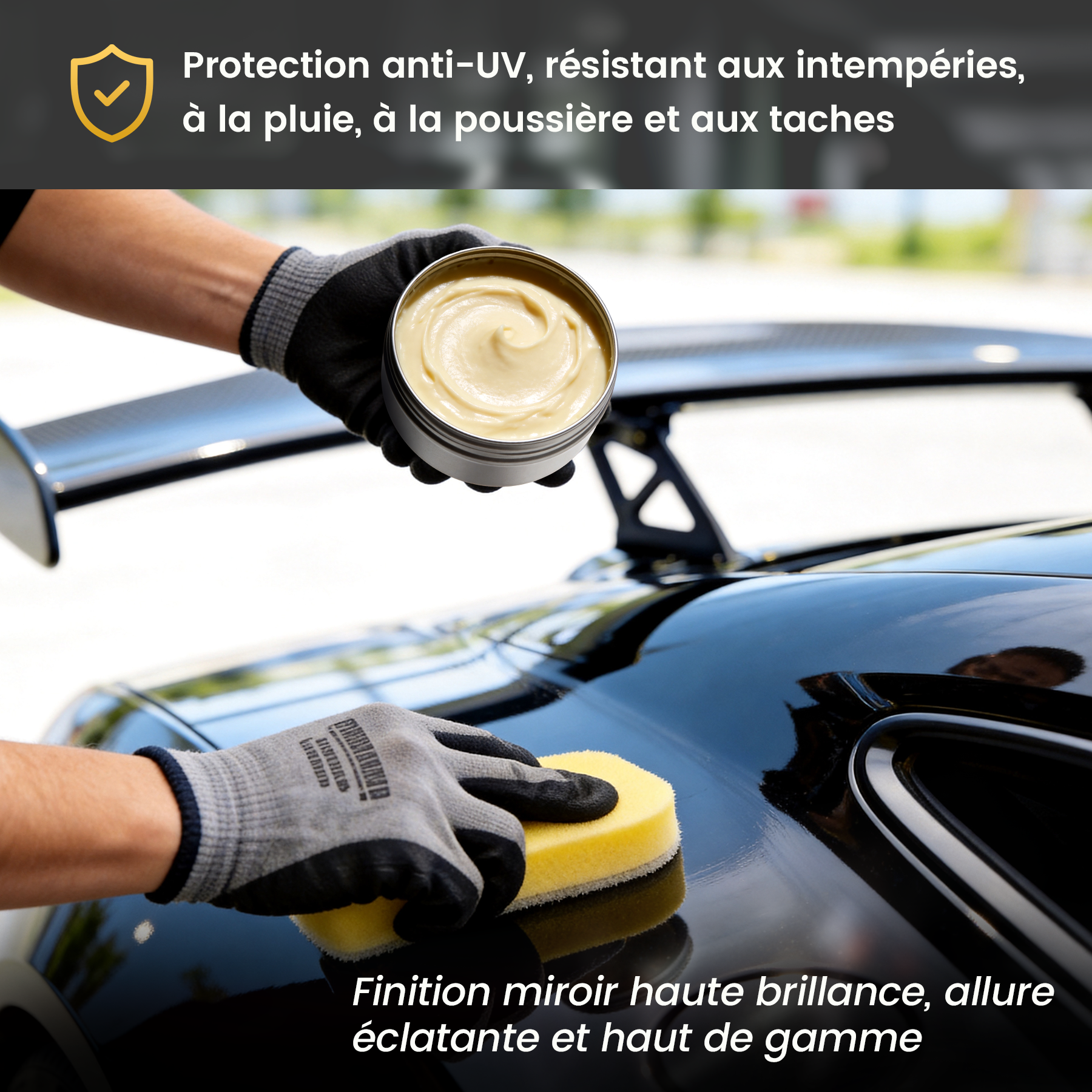 Cire d'entretien automobile multifonction haut de gamme, cire de carnauba naturelle 200 ml, revêtement de carrosserie, protection longue durée de la peinture, éclat miroir