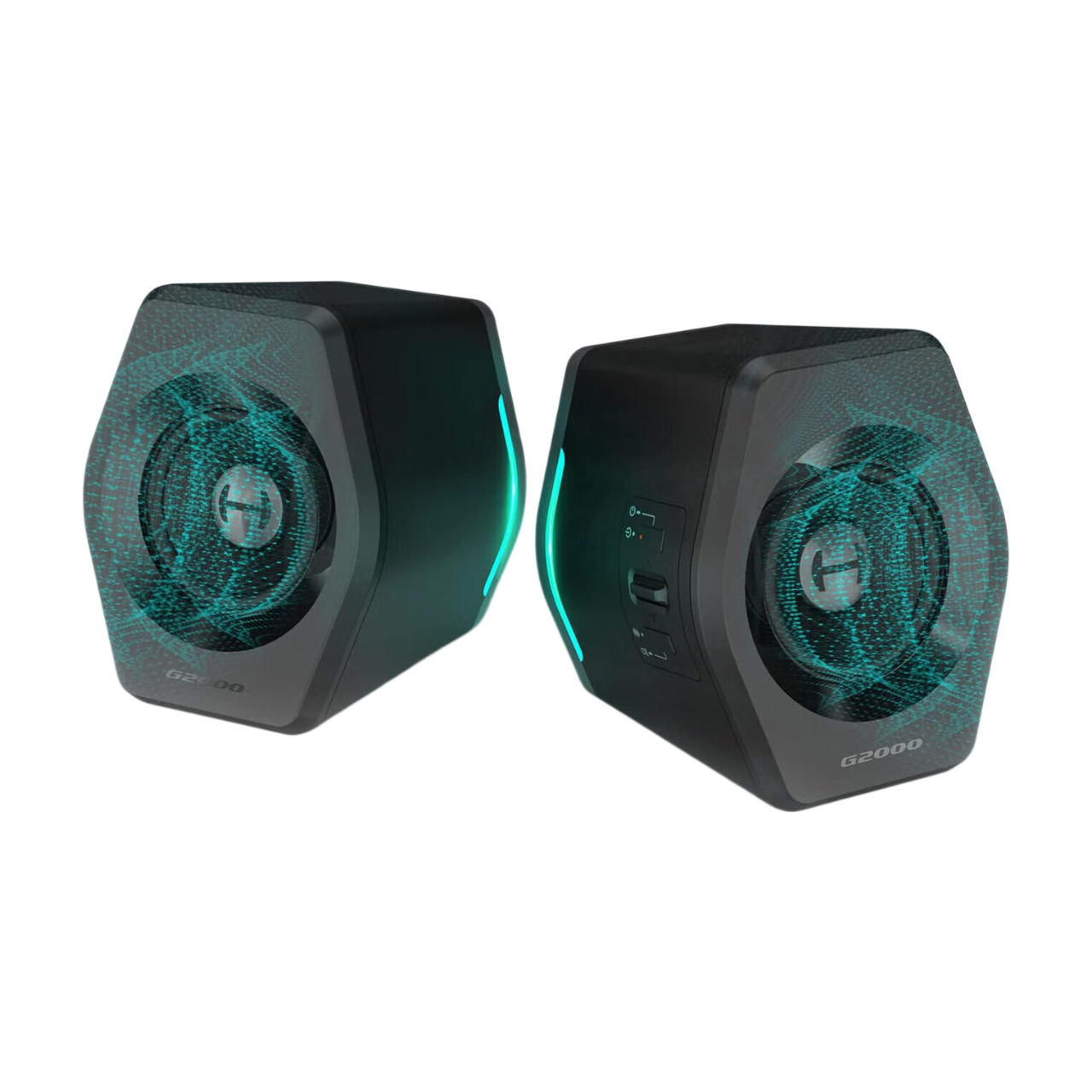 EDIFIER G2000 édition noir et or, puissance 32W, enceintes de jeu pour ordinateur, pour ordinateur portable et de bureau, multimédia avec caisson de basses, Bluetooth, USB, AUX, éclairage RGB