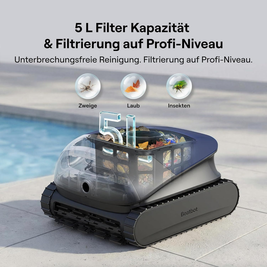 Beatbot M10 Version Robot de Piscine Sans Fil — Fond/Parois/Ligne d'Eau/Plages Sous-marines, Aspiration 25 700 L/h, Stationnement Intelligent sur la Ligne d'Eau
