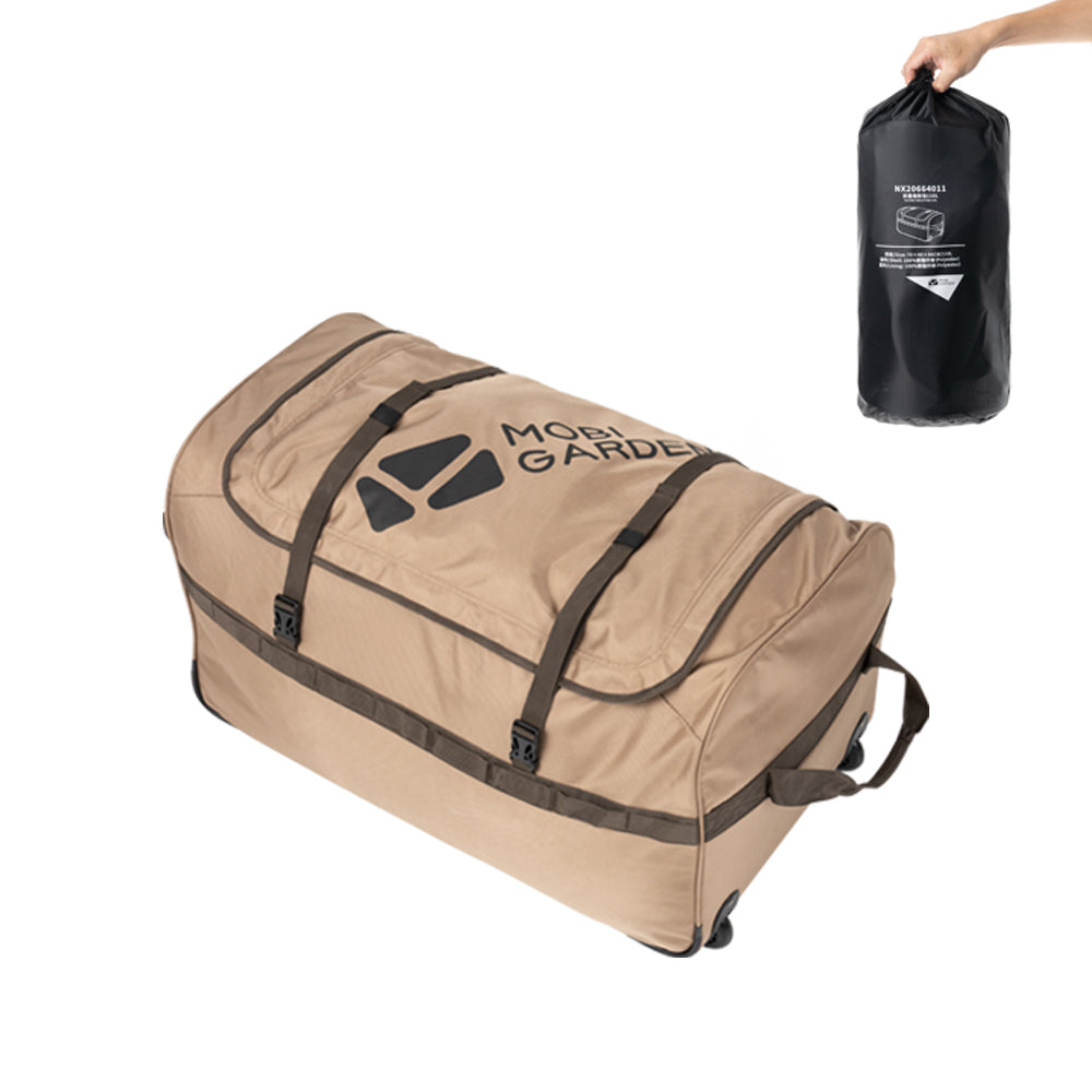 Mobi Garden, sac de transport pliable 110 L avec roulettes pour le camping, grand sac de voyage à roulettes, sable