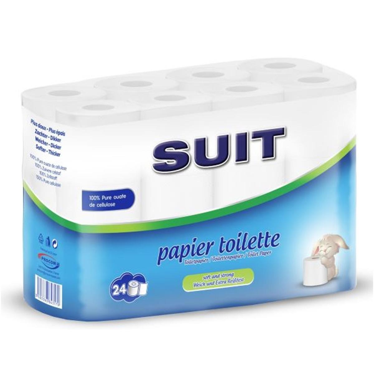 SUIT Papier Toilette 2 Plis, 150 Feuilles par Rouleau, 24 Rouleaux