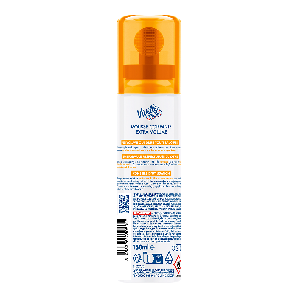 VIVELLE DOP Mousse Coiffante Extra-Volume Spray en Canette 150 ml