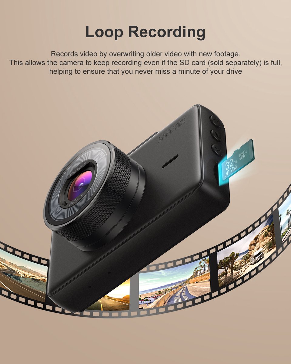 Caméra Dash iZEEKER GD100 Full HD 1080P avec Écran LCD 3 Pouces