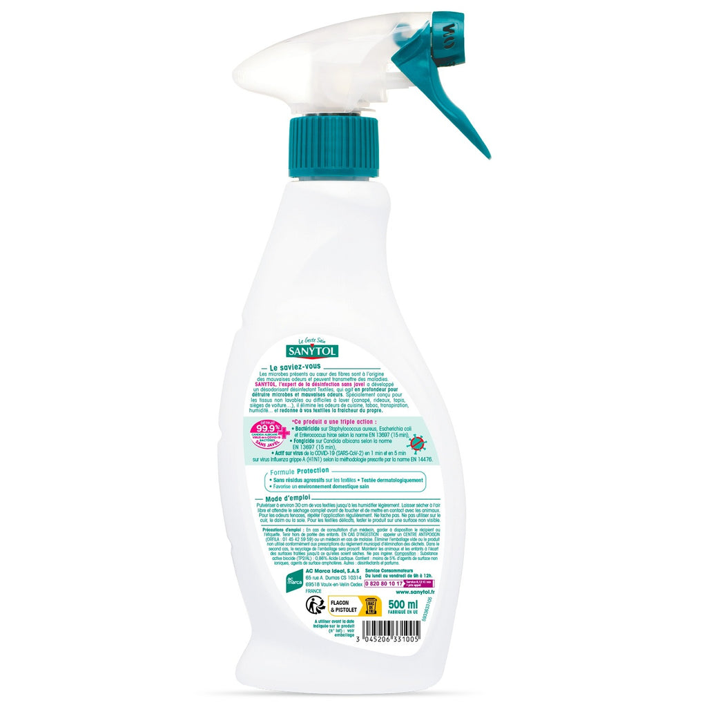 SANYTOL Désinfectant Désodorisant Textiles Anti-Odeurs Eucalyptus 500ml