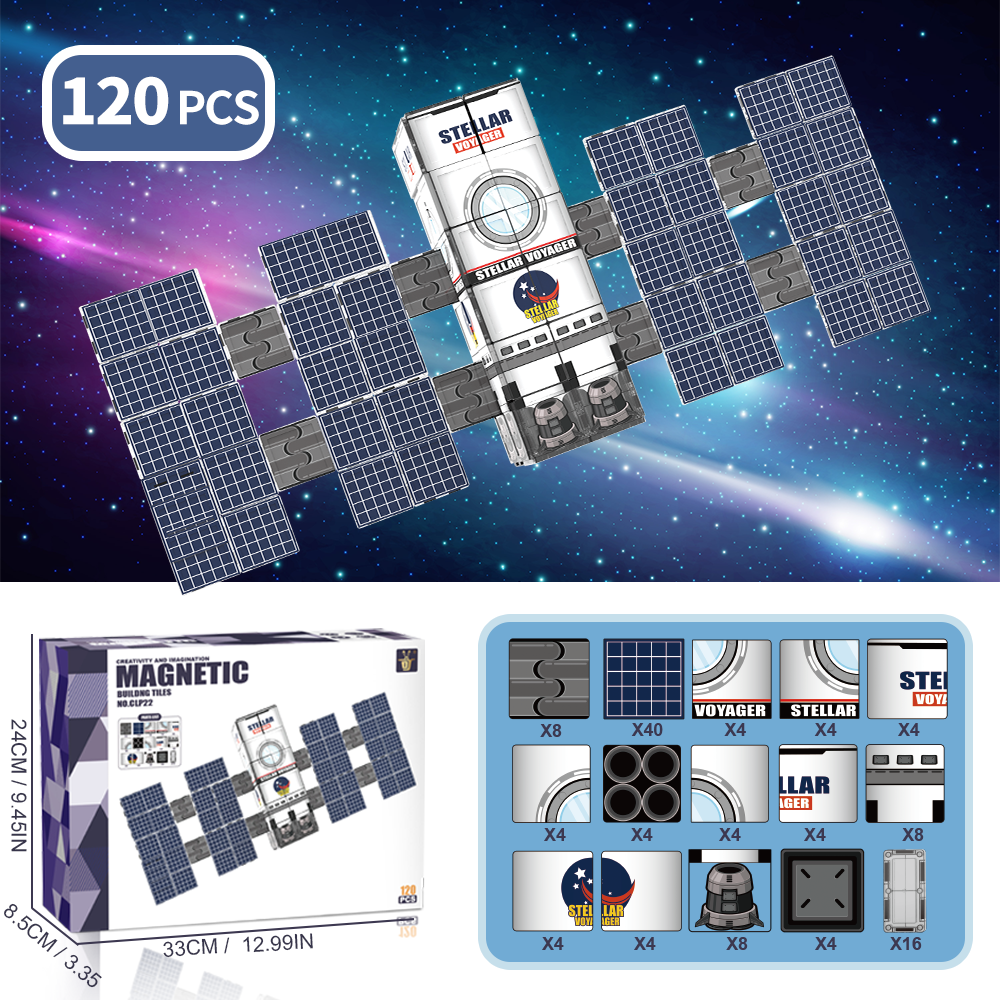 XINQIYUAN Qiyuan Jouet Éducatif Pièces de Construction Magnétiques Thème Espace 7.5cm 120pièces [Mélange aléatoire – Couleurs issues uniquement de la photo principale]