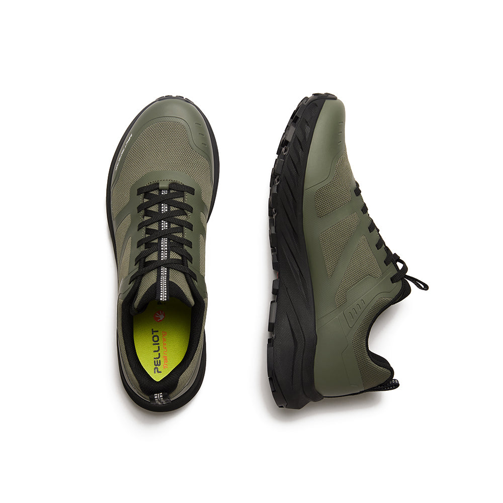 PELLIOT Chaussures de running pour homme running sur route légères et à amorti – confort ultime pour la longue distance, kaki vert (EU 43)