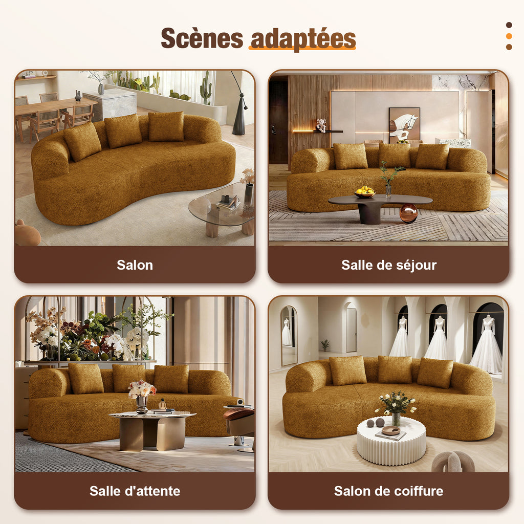 GTIMEX : Canapé 2 places série Lexzurn, 168 x 90 x 67 cm, Capacité de charge statique : 270 kg, Canapé modulable en chenille, Aucun assemblage requis, Canapé sans armatures, Canapé rembourré au design incurvé avec 3 coussins décoratifs pour salon et