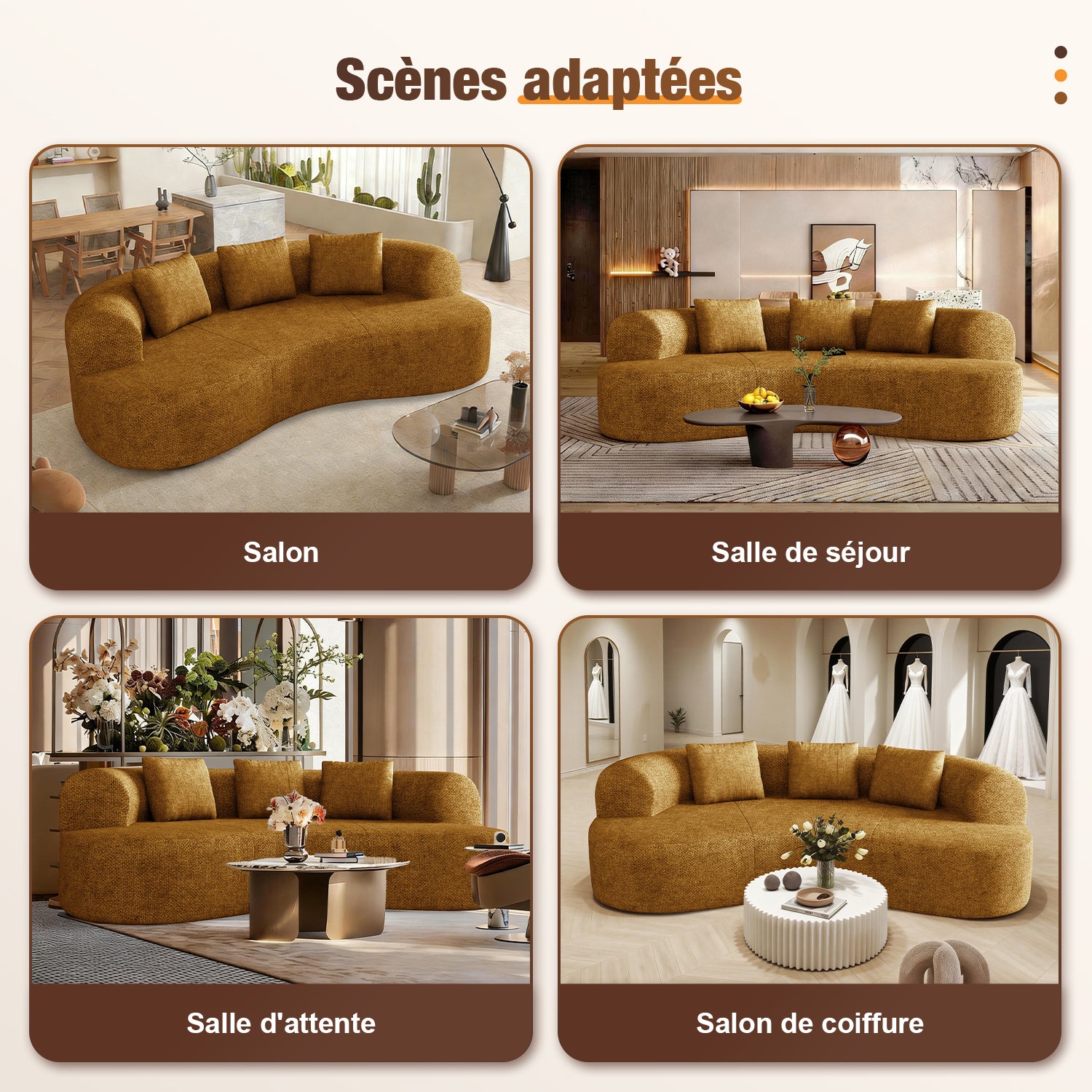 GTIMEX : Canapé 2 places série Lexzurn, 168 x 90 x 67 cm, Capacité de charge statique : 270 kg, Canapé modulable en chenille, Aucun assemblage requis, Canapé sans armatures, Canapé rembourré au design incurvé avec 3 coussins décoratifs pour salon et