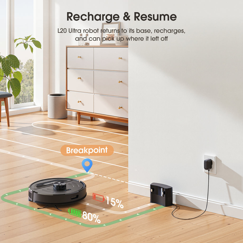 Lubluelu L20 Ultra Robot aspirateur-laveur 3-en-1, 4000 Pa, navigation laser, 5 cartes mémorisables, 55 dB silencieux, contrôle via application, pour poils d'animaux, tapis et sols durs