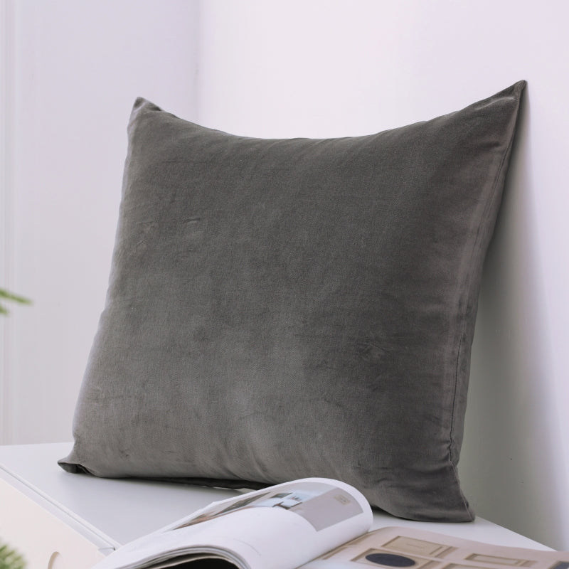 MEROPE, Housse de coussin en velours coton, 50x50 cm, gris, 1 pack