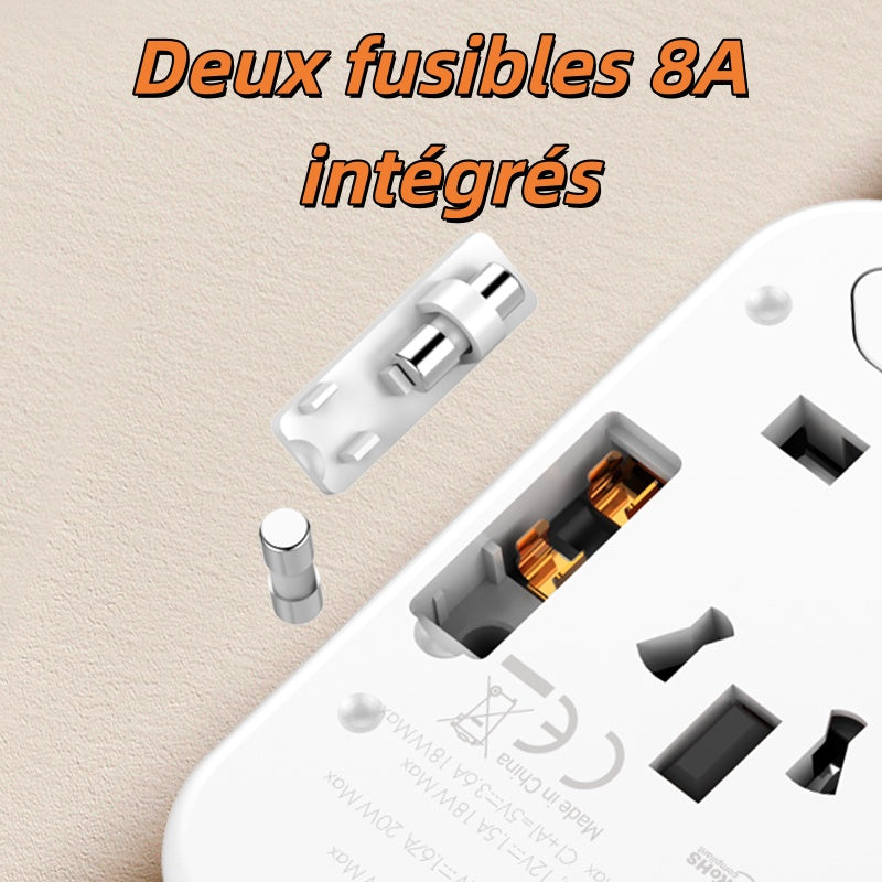 LDNIO Adaptateur de voyage GaN, prise de conversion universelle 20 W, convertisseur de prise EU à multi-ports