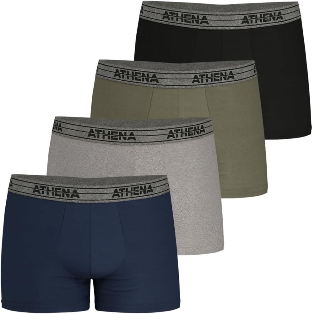 ATHENA Boxers basiques en coton Ecopack lot de 4, Noir-Noir-Noir-Noir
