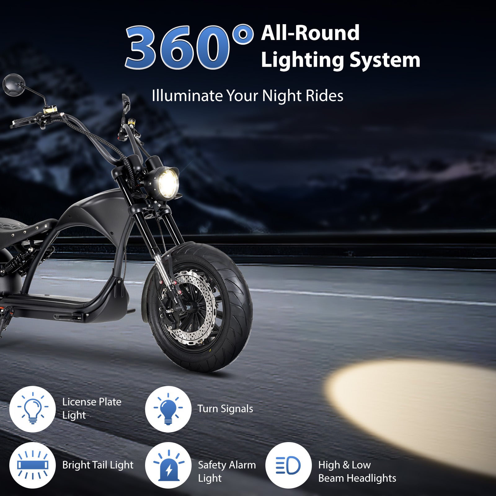 Mangosteen [Offres d'été - avec livraison le lendemain] M1P Moto électrique, 2000 W, 60 V, 30 Ah, Jusqu'à 80 km d'autonomie, 45 km/h